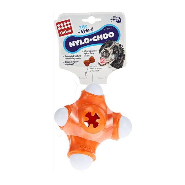 Gigwi Nylo Choo Treat Dispenser Dog Toy ML Orange 1.jpg