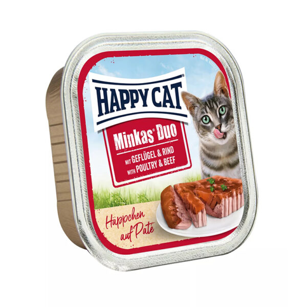 Happy Cat Minkas Duo Poultry Beef Pate With Meaty Chunks Adult Cat Wet Food 100G 1.jpg