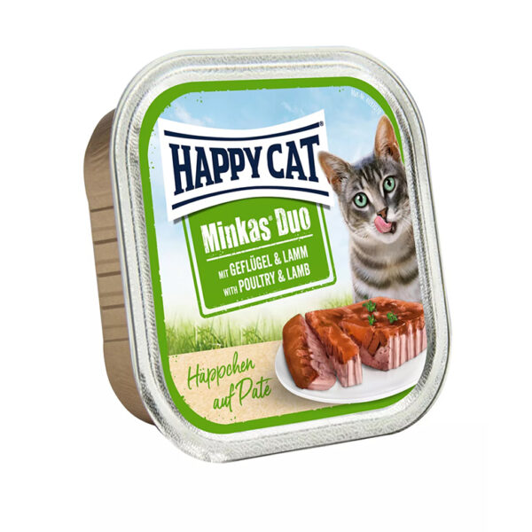 Happy Cat Minkas Duo Poultry Lamb Pate With Meaty Chunks Adult Cat Wet Food 100G 1.jpg