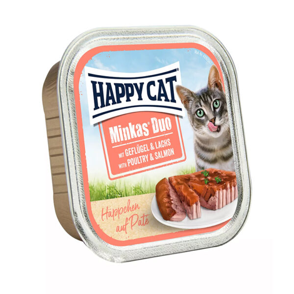 Happy Cat Minkas Duo Poultry Salmon Pate With Meaty Chunks Adult Cat Wet Food 100G 1.jpg