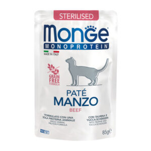 Monge Monoprotein Sterilised Cat Pate Wet Food Beef 85G 1.jpg