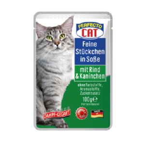 Perfecto Cat Adult Cat Wet Food With Beef And Rabbit Chunks In Gravy 100G 1.png