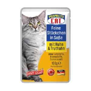 Perfecto Cat Adult Cat Wet Food With Chicken And Turkey Chunks In Gravy 100G 1.png