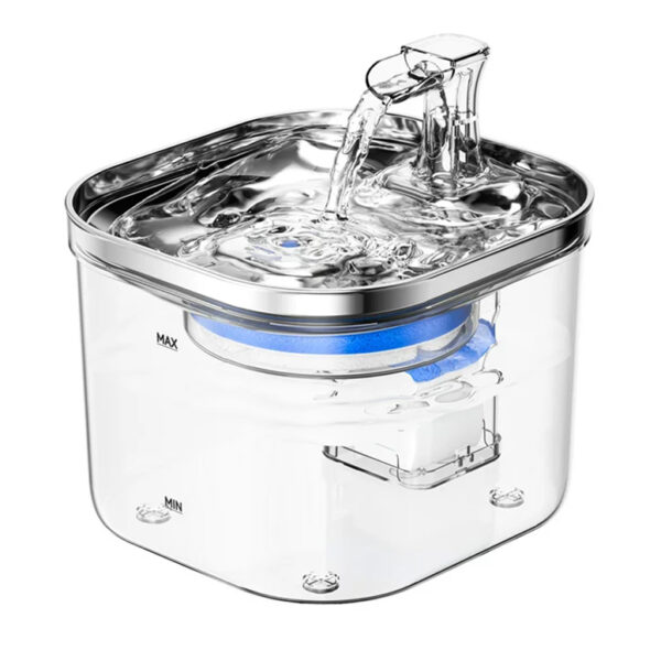 Pet Water Fountain Stainless Steel With Transparent Base 2L 1.jpg