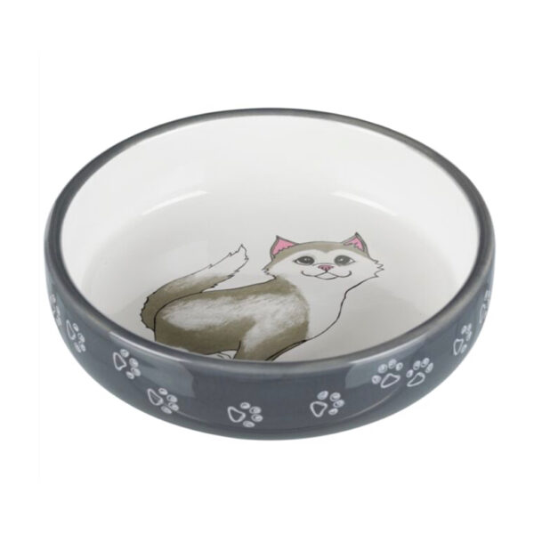 Trixie Ceramic Bowl Grey Cat Print 15cm 1.jpg