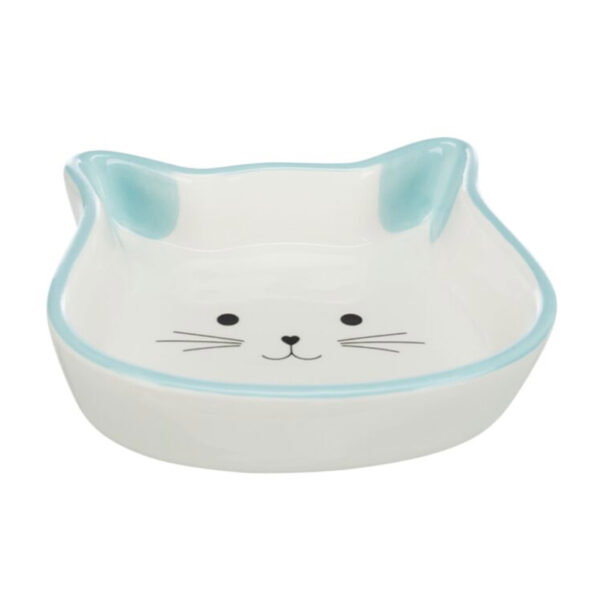 Trixie Ceramic Bowl Light Blue Cat Face 12cm 1.jpg