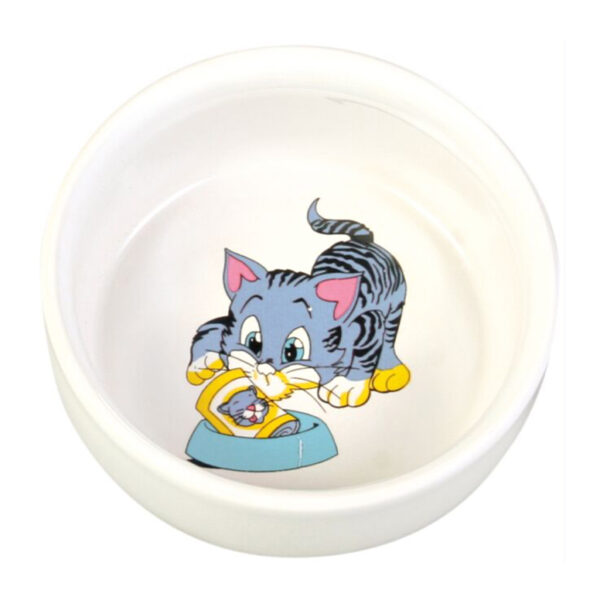 Trixie Ceramic Bowl White With Cat Print 11cm 1.jpg