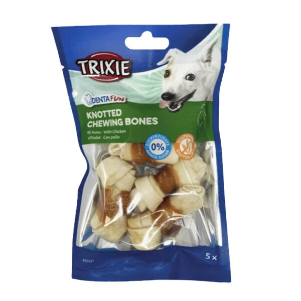 Trixie Dentafun Knotted Chewing Bones Dog Treat With Chicken 5 Bones 70G 1.jpg