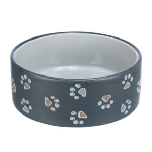 Trixie Jimmy Ceramic Bowl Paws Print Grey 1.jpg