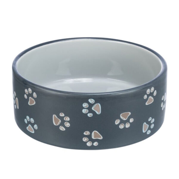 Trixie Jimmy Ceramic Bowl Paws Print Grey 1.jpg