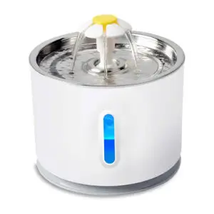 Water Fountain Stainless Steel Top LED, Flower Drinking Dispenser with filter 2.4L